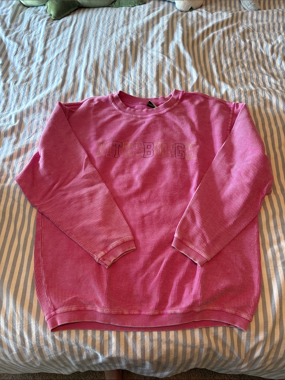 PITTSBURGH Pink Ribbed Crewneck Sweatshirt